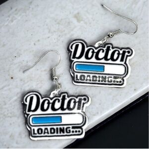“Doctor Loading” Dangle Earrings - A Prescription for Fun! 🎉 NWT White Coat Gift